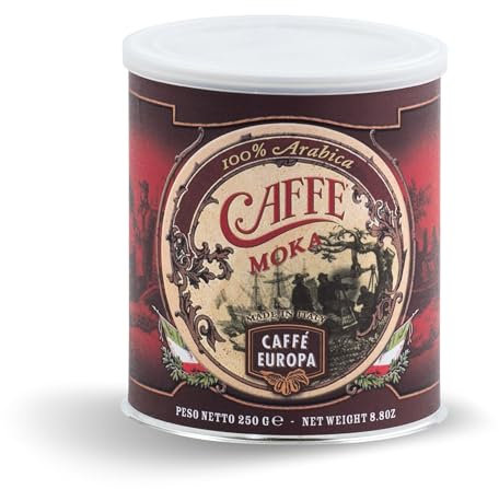 Caffè Europa - Caffe Macinato ottenuto attraverso Tostatura Artigianale, Caffe Cremoso Miscela Arabica, 4x250g (Moka Barattolo)
