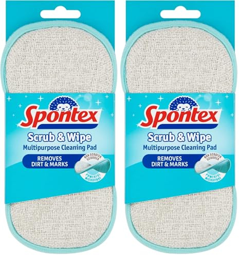 Spontex 19700167 Scrub & Wipe Multipurpose Cleaning Pad, Blue, grey (Pack of 2)