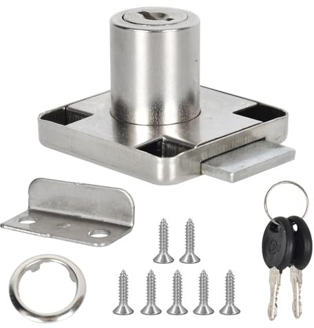 Serratura a Cilindro per Mobili, Serratura a Camma 22 mm, Serratura Cassetto Scrivania Serratura Cassetto Locks a Serratura Cilindro Cassetta Cam Lock, per Casa, Ufficio, Mobili