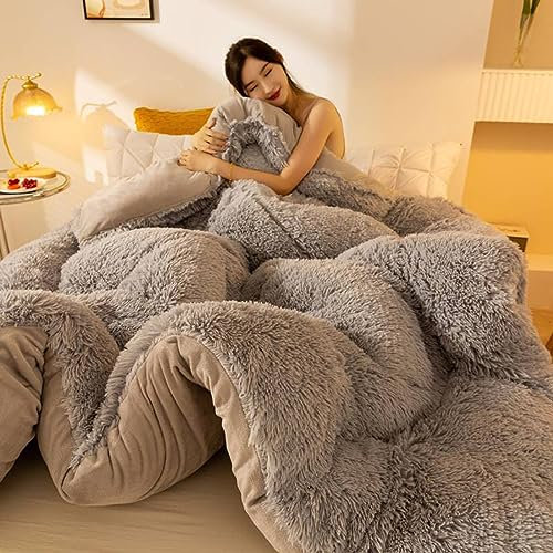 HOUSN Dicker Warmer Plüsch Winterdecke Steppdecke, Flauschige Kaschmir Steppdecken Duvet, Verdicken Sie Lamm Kaschmir Decke Winter Weiche Warme Bettdecke Bettwäsche,5,150x200cm（2.5kg）