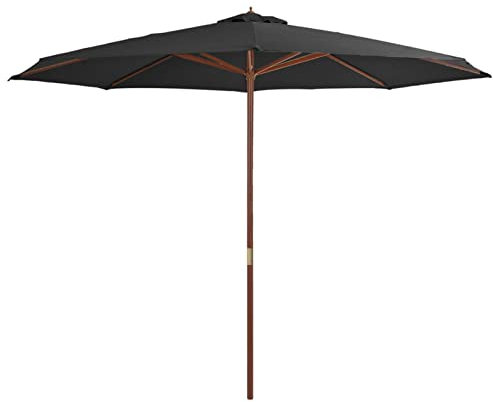 ShCuShan Sonnenschirm mit Holzmast 350 cm Anthrazit Gartenschirm Sonnenschirm Windfest
