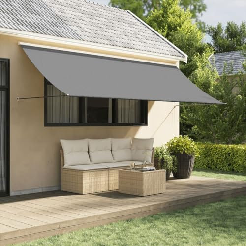 ZEYUAN Markise Anthrazit 400x150 cm Stoff und Stahl, Sichtschutz Terrasse, Windschutz Balkon, Vertikalmarkise, Balkon Seitensichtschutz, Balkon Sonnenschutz - 368756