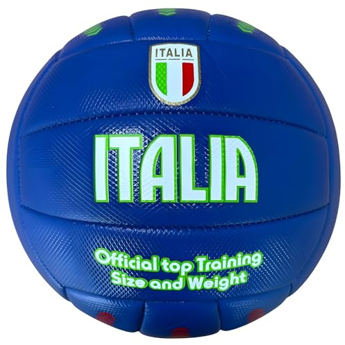 Mikado Sport Volleyballball italienisches Modell - Beachvolleyball aus HF-PVC - Große Größe für Spieltraining - Erwachsene Jugendliche und Kinder (Blau Neu)