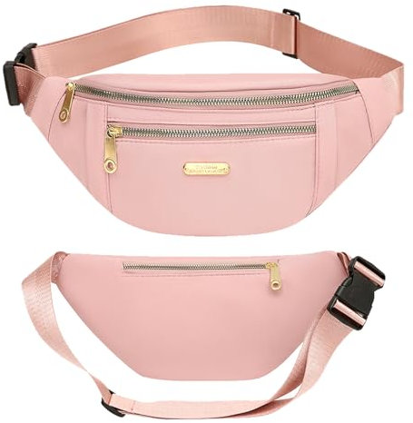 BSITSSS Rose Sac Banane FemmeHomme, Sacs Banane Grande Taille, Ceinture Réglable Fanny Pack, 3 Poches Zippées Sacoche Banane, Chic Banane Voyage, pourd être à Pied