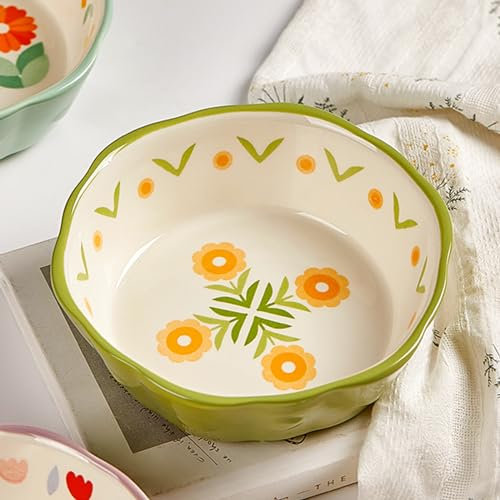 BURLOE Verde, Crème Brûlée Ciotola Insalatiera, Tortiera Gres per La Cottura Tortiera Casseruola Piccola Casseruola Lavastoviglie Facile da Pulire