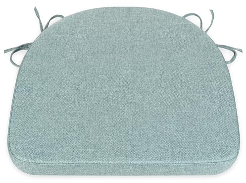 Comfortable Chair Cushion - 44x43x5cm Thick Foam Padding with Removable Cover and Secure Ties - Durable Seat Pad for Indoor/Outdoor Home, Patio, Garden - Portuguese Premium Fabric (Sky, Pack of 1)