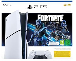 Playstation Sony, 5 Édition Standard, Fortnite Cobalt Star, PS5 avec 2 Manettes Sans Fil DualSense, Couleur : Blanche