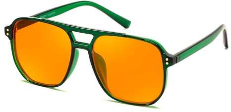 FEISEDY Amber Blue Light Glasses for Computer Gaming Anti Eyestrain Sleep Glasses G2835 Green Transparent