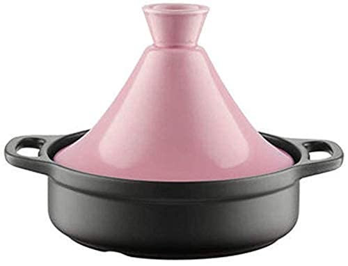 Plats à gratin Pratiques Pot à tajine marocain Casserole en céramique Casserole avec Couvercle Entonnoir en Forme de cône Convient (Rose)