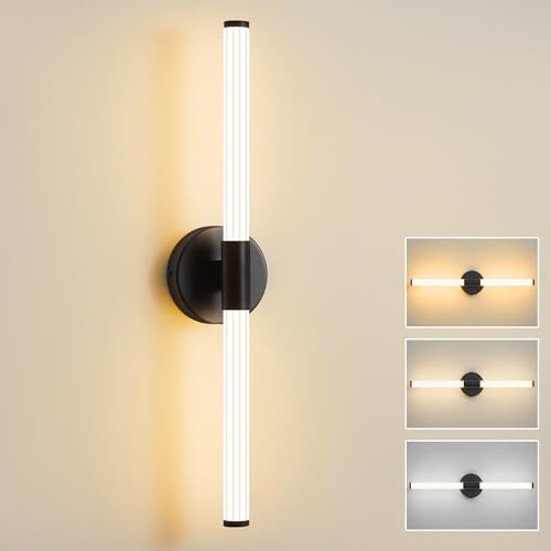 Actask LED Wandleuchte 360° Wandbeleuchtung Innen Wandlampe Wasserdicht IP44 57cm 8W 800Lumen 3CCT Einstellbar 3000K 4000K 6000K Badleuchte Bilderlampe Für Wohnzimmer Badzimmer Schlafzimmer