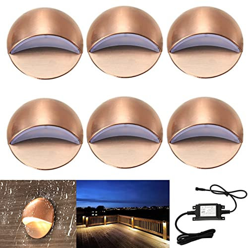 VNSMM Handlaufhalter Treppengeländer 6 stücke 50mm 1. 2V 1.6W IP67. Yard-Weg-Sockel-Ecke LED Deck-Schiene-Treppen-Schritt-Zaun-Nachlicht(Cool White)