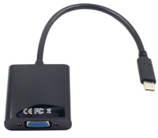 DIYEAH Cable Convertidor De Tipo c a Vga 1080p para Portátil y Proyector, Conexión Estable y Resistente, Uso Profesional, Compatible Ordenadores, Color Negro