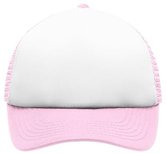 noTrash2003 Trucker Mesh Baseball Cap Truckerhat Unisex En storlek och barnmodeller Basecap Baseballkeps 30 färger enfärgad tvåfärgad polyester bomull – barn, Vit/rosa – barn, one size