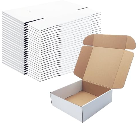 9x9x3 Inches White Shipping Boxes Set of 25，Cardboard Boxes Recyclable Corrugated Boxes Mailers for Small Business, Transporting, Packaging Storage Boxes and Craft Gifts Giving Products Box