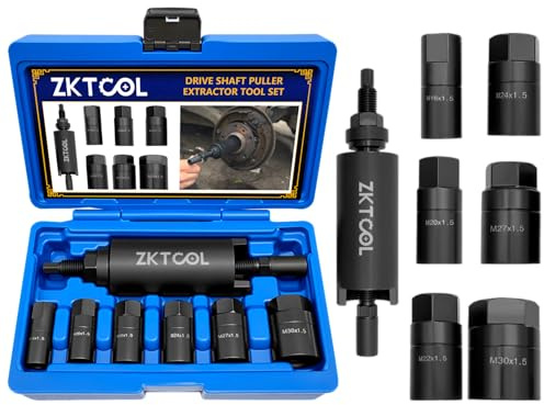 ZKTOOL 7PCS Drive Shaft Puller Removal Tool, Compatible with BMW, VW and Most Other Models, With 6 Adapters M16, M20, M22, M24, M27, M30