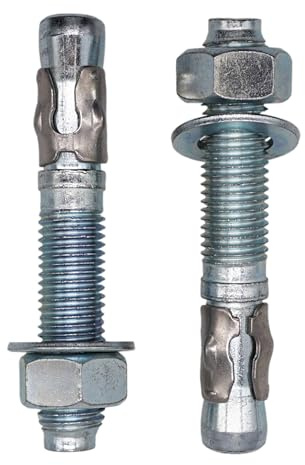 SKIR'CO (2 Stück) Verzinkte Keilanker M20 x 125 mm, Metalldübel, Ankerbolzen, Mauerwerk und Beton Spreizbolzen