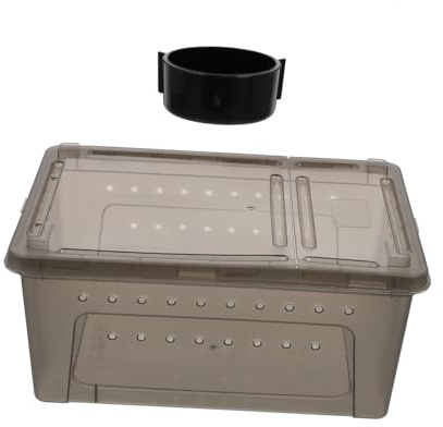 LOLIPPYY Reptilbox Terrarium Mit Fütterungskasten Kunststoff Reptilien Box Für Kleine Reptilien Und Insekten Mit Lüftungslöchern Und Sicherheitsschalter 10.24 X 7.09 X 4.53 in Für Zucht Und Quarantäne