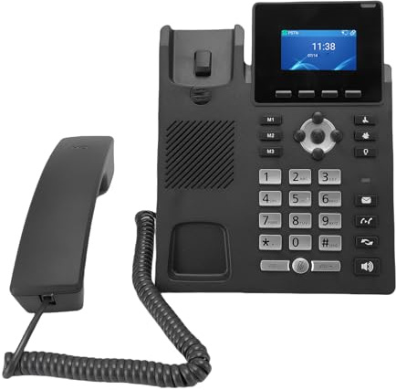 XUMIUZIY Telefono IP Aziendale, LCD da 2,4 Pollici Visualizza Doppia Porta Gigabit Ethernet VOIP Telefono con Tecnologia di Cancellazione del Rumore, per Piccole Imprese e Startup