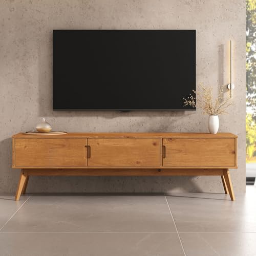 IDIMEX Tivoli Lowboard aus Massivholz, 180 cm Eiche Finish - TV Lowboard mit großem Stauraum, Wohnzimmermöbel, Wohnzimmer Sideboard, TV Schrank, skandinavisches Design