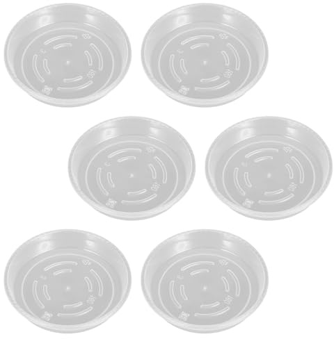 VALICLUD Bandejas de Drenaje para Macetas Transparentes 6 Piezas para Plantas de Interior, Platillos de Plástico Resistentes, Colectores de Agua para Jardín y Bonsáis, Uso en Hogar