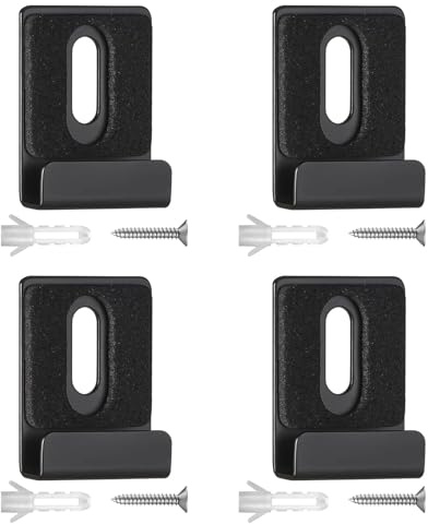 Muorruo Jeu de 4 Supports pour Miroir Mural, Noir, Fixation Robuste avec Chevilles et vis, Support Mural en métal pour Miroir de Salle de Bain et de Chambre