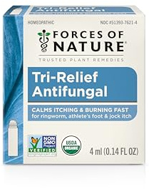 Forces of Nature Ringworm Treatment, Natural, Organic Antifungal Multi-Symptom Relief for Itchy, Red, Irritated Skin, Athlete's Foot, and Jock Itch, Topical Roll-On, Non-GMO, 0.14 Fl Oz