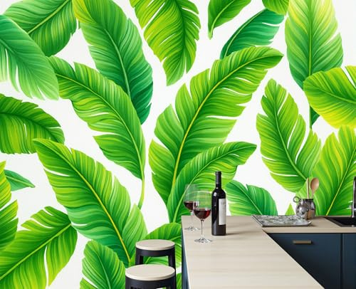 Carta Da Parati Murale 3D Con Acquerello Foglia Di Banano Decorazione Da Parete per Soggiorno Camera Da Letto Naturalistico in Seta Poster Gigante Design per Ufficio Poster Carta 400x280cm