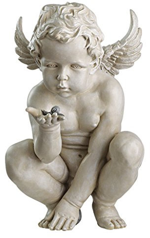 Design Toscano EU4360 Statua Cherubino i Misteri della Vita, off Bianco, 29x23x38 cm