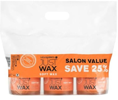 Salon System Just Wax Traditional High Performance Soft Wax for Sensitive Skin 450g, 3 Pack