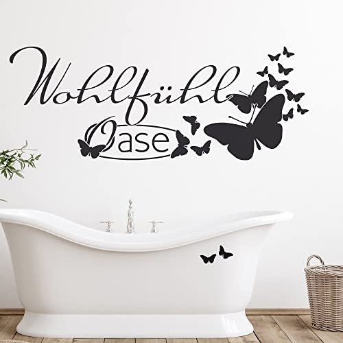 GRAZDesign Wandtattoo Bad Wellnessoase, Wandaufkleber Badezimmer Wand Aufkleber - 79x30cm / 070 schwarz