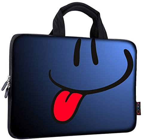 iColor Funda de Neopreno con Asas para portátil, Chromebook, Ultrabook o Tableta de 11-12,5 (27,9-31,7 cm), para MacBook Air, Samsung, Google, Acer, HP, DELL, ASUS, diseño Lengua roja (Blue Tongue