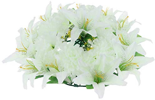 D Dolity Simulation Soie Mémorial Couronne de fleurs funéraires cimetière Décoration, blanc, 50 cm