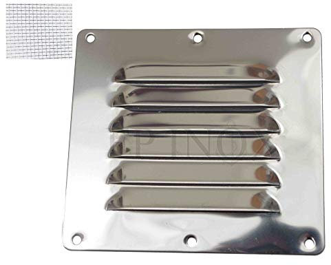 FP INOX Rejilla con mosquitera Acero Inoxidable 127 mm x 115 mm Acero Inoxidable 316, Rejilla ventilación