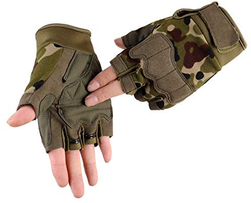 QIMANZI Guanti da uomo per allenamento tattico, da moto, da arrampicata, senza dita, per escursionismo, arrampicata, moto, bicicletta, ciclismo, lavoro c M