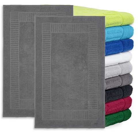 BaSaTex Badvorleger Duschvorleger, 2er Pack, 60x90 cm, Anthrazit | 100% Baumwolle, Öko-Tex Made in Green zertifiziert, Badvorleger für Dusche & Badewanne, 800g