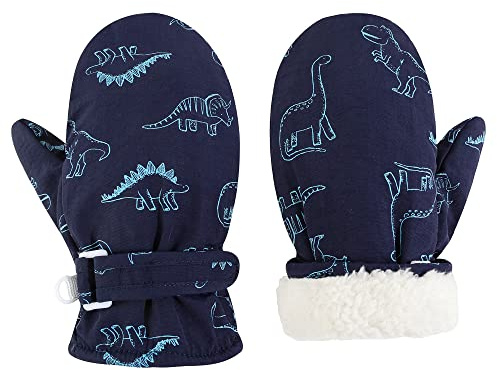 Fynnsure Toddler Mittens Lined Fleece Snow Gloves for Boys Girls Kids Winter Ski Gloves Baby Mittens Blue 2-4 Years