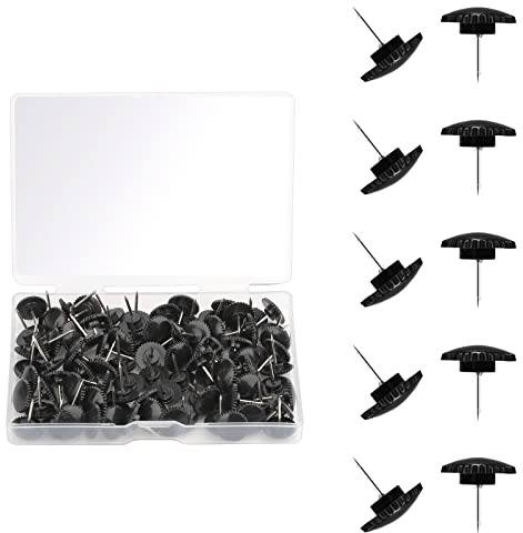 AIEX 100 St 12 mm Push Pins, Små Plast Kartnålar Transparent Push Pins med Spets av Rostfritt Stål Tryckstift för Korktavla Häftstift Anslagstavla (Svart)