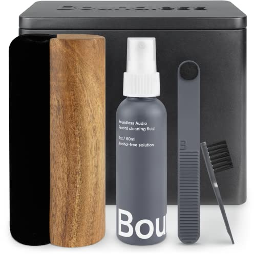 Boundless Audio Vinyl Record Cleaning Kit - 5-in-1 Vinyl Cleaner Kit Includes Record Brush, Stylus Cleaner, Cleaning Solution, Nylon Brush & Metal Case