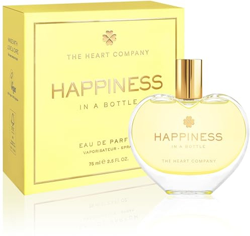 HAPPINESS in a bottle Damen Parfüm - Zitrisch-Florales Eau de Parfum mit Bergamotte, Mandarine & Grapefruit - Ein Parfüm, das glücklich macht - Veganes Damenparfüm im Herzflakon - 75 ml