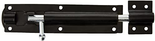 TIMCO Straight Tower Bolt - Black - 6 - Great for securing Flush Fitting Gates and shed Doors in a Closed Position, Adding Increased Security - One Bolt in a Pack.