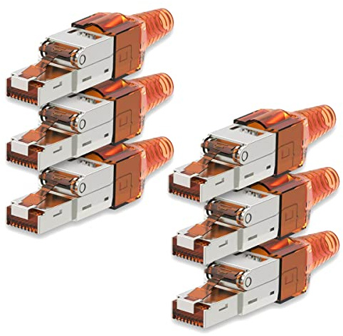 6 Stück Netzwerkstecker Cat 7 werkzeuglos CAT7 CAT7A RJ45 LAN UTP Kabel Stecker ohne Werkzeug werkzeugfrei CAT6a CAT6 CAT5 Verlegekabel Patchkabel Netzwerkkabel Toolless Modular Plug Connector