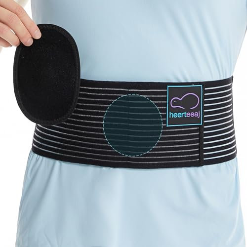 HEERTEEAJ Ceinture pour hernie ombilicale pour homme et femme - Soutien abdominal avec coussinets de compression - Soutien de la taille après chirurgie, post-partum et hernie ombilicale