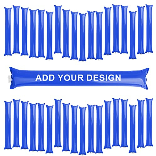 TopTie Custom 100Pair Thunder Sticks Noise Maker Inflatable Bambam Cheering Clappers 23-1/2 x 4 Inch - Blue