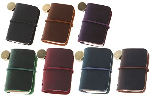 Piccolo taccuino da viaggio in pelle, formato mini, personalizzabile, ricaricabile, diario in miniatura per scrittori, poeti, viaggiatori (7 colori)