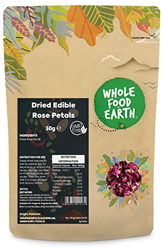 Wholefood Earth Dried Edible Rose Petals 50g | Vegan | GMO Free