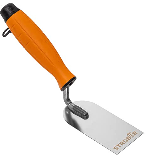 STRÜBER Maurerkelle 50 mm Edelstahl Stukkateurkelle mit Softgriff | Gipserspachtel, Rostfrei, Gummigriff, Für Maurerarbeiten, Made in EU