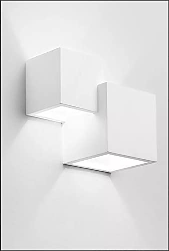damastoreitalia Applique in gesso a parete lampada verniciabile da muro illuminazione per interno stile moderno cubo lampadine g9 (non incluse) (74)