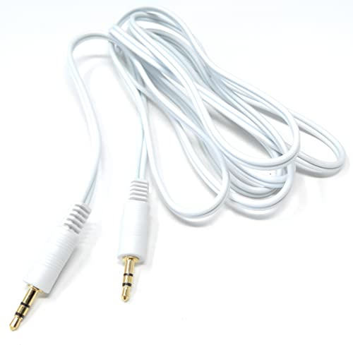 DRUT 2m 3.5mm to 3.5mm Stereo Audio AUX Cable, Gold Connectors, White | Small 3 pin Jack to Jack Speaker Lead, 6.5ft