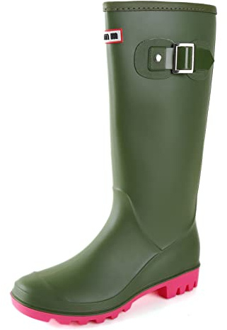 RIUETAR Rain Boots for Women, Waterproof Anti-Slip Knee High Rubber boots, Fashion Comfy Tall Water Boots Lightweightr Garden Booties for Outdoor