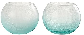 WINDLICHT Kugel RISS Glas BLAU MEDIUM 2 Sortiert (2er Set)